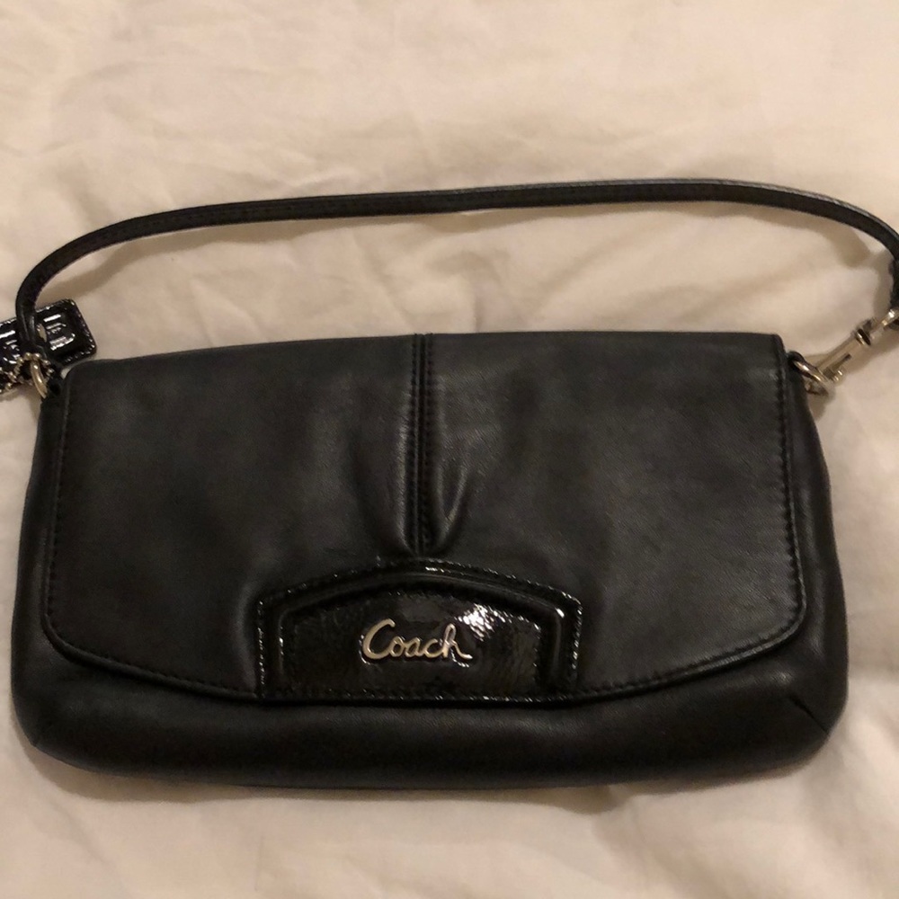 Black leather Coach wallet/clutch/wristlet